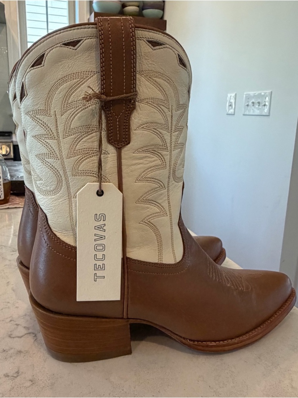 Tecovas Jolene Women’s Brown & Cream Western Cowboy Boots